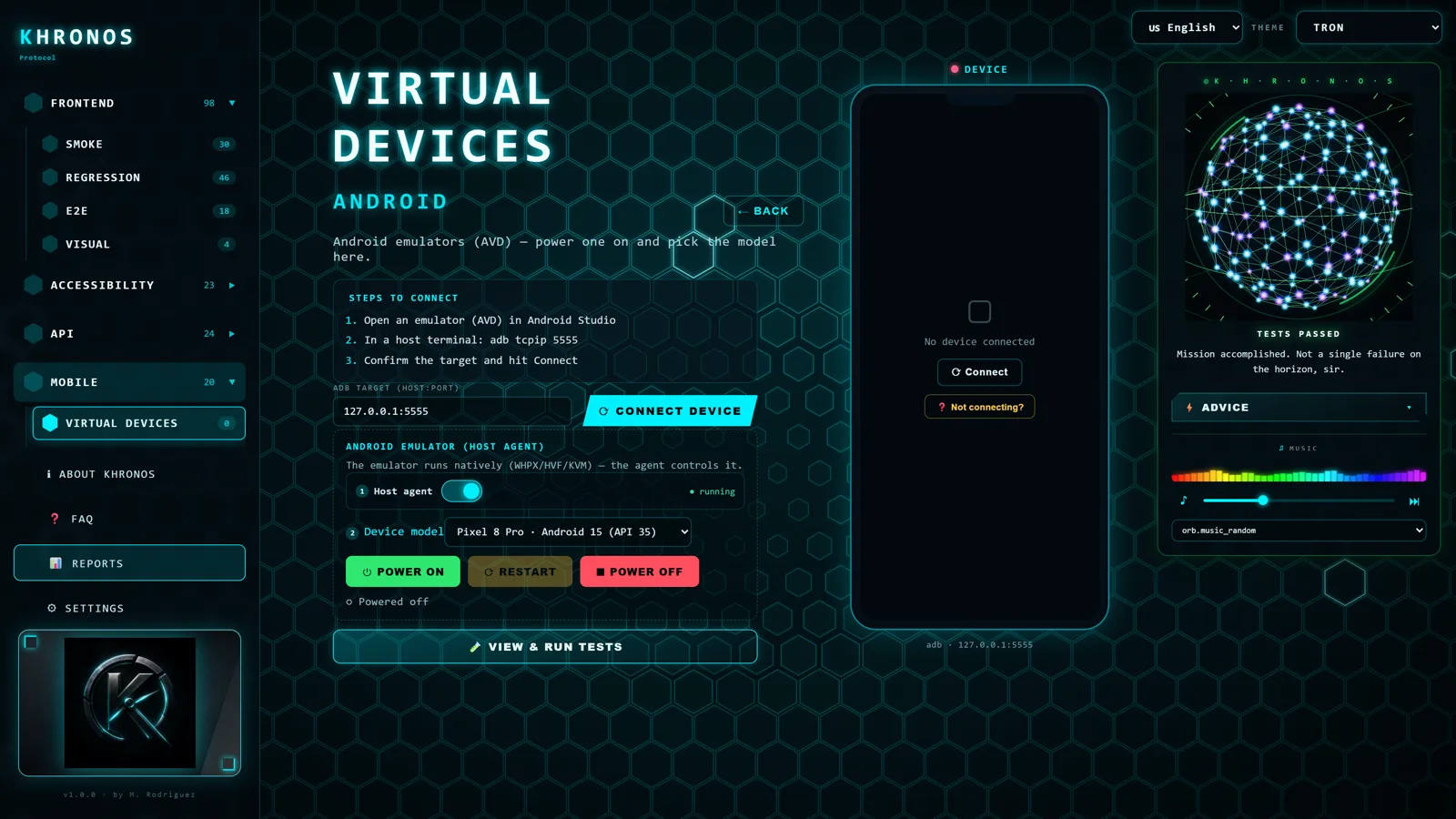 Khronos virtual devices panel